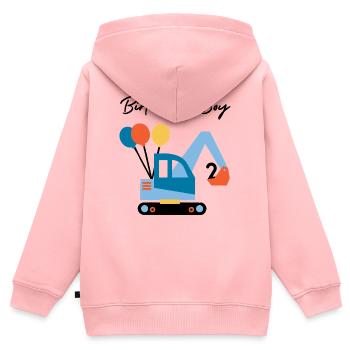 Bagger mit Ballons - Kinder Premium Organic Zip Hoodie - Rosa - Hinten - AI Model Kid Female (0cm)