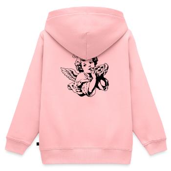 Pizza Engel – Cherub mit Pizzastück - Kinder Premium Organic Zip Hoodie - Rosa - Hinten - AI Model Kid Female (0cm)