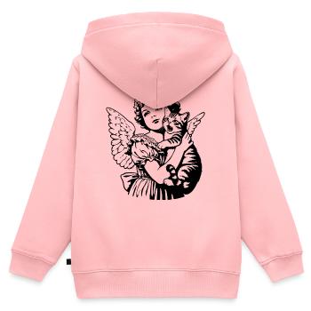 Engel mit Katze – Cherub Vintage Illustration - Kinder Premium Organic Zip Hoodie - Rosa - Hinten - AI Model Kid Female (0cm)