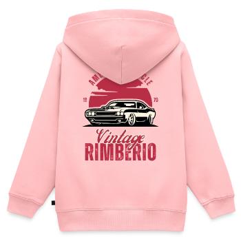 Vintage Muscle Car Rimbero - Kinder Premium Organic Zip Hoodie - Rosa - Hinten - AI Model Kid Female (0cm)