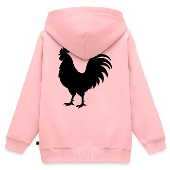Silhouette du coq - Sweat Premium à capuche zippé enfant bio - rose - Dos - AI Model Kid Female (0cm)