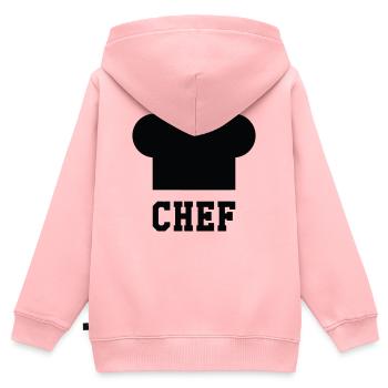 Toque Chef - Cuisine - Cuisinier - Sweat Premium à capuche zippé enfant bio - rose - Dos - AI Model Kid Female (0cm)