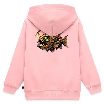 Steampunk Tiefsee Piranha - Kinder Premium Organic Zip Hoodie - Rosa - Hinten - AI Model Kid Female (0cm)