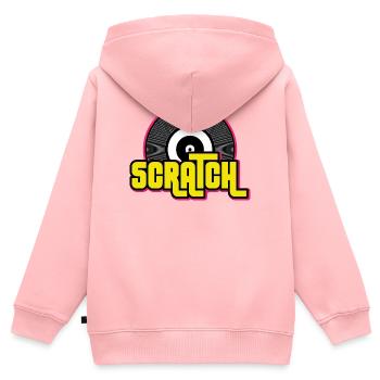 Graphique de disque vinyle Scratch DJ - Sweat Premium à capuche zippé enfant bio - rose - Dos - AI Model Kid Female (0cm)
