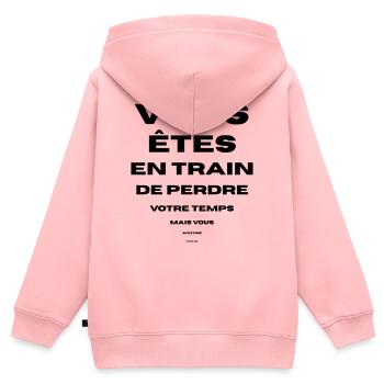 vous perdez votre temps bonne vue vous avez - Sweat Premium à capuche zippé enfant bio - rose - Dos - AI Model Kid Female (0cm)