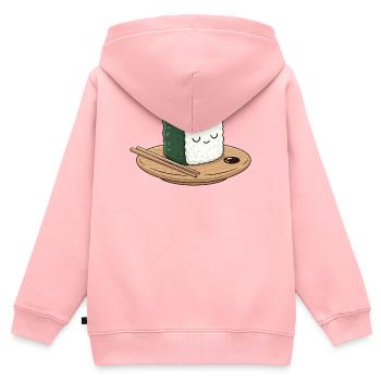 Kawaii Sushi auf Holzplatte mit Stäbchen - Kinder Premium Organic Zip Hoodie - Rosa - Hinten - AI Model Kid Female (0cm)