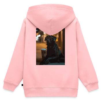 Night lounge dog with sunglasses - Kids Premium Organic Zip-up Hoodie - rose - Back - AI Model Kid Female (0cm)