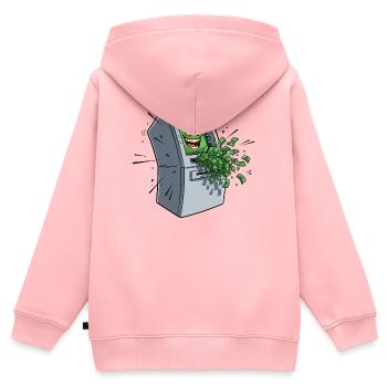 Gieriger Geldautomat Cartoon - Kinder Premium Organic Zip Hoodie - Rosa - Hinten - AI Model Kid Female (0cm)