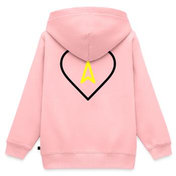 Herz mit Pfeil Richtung - Kinder Premium Organic Zip Hoodie - Rosa - Hinten - AI Model Kid Female (0cm)