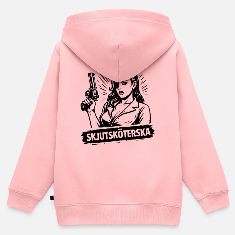 Infirmière de tir - Sweat Premium à capuche zippé enfant bio - rose