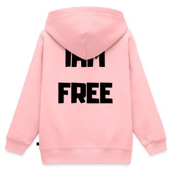 ICH BIN FREI - Kinder Premium Organic Zip Hoodie - Rosa - Hinten - AI Model Kid Female (0cm)
