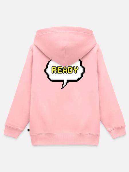 Bereit Pixel-Sprechblase - Kinder Premium Organic Zip Hoodie - Rosa