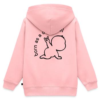 Né en âme sombre - Sweat Premium à capuche zippé enfant bio - rose - Dos - AI Model Kid Female (0cm)