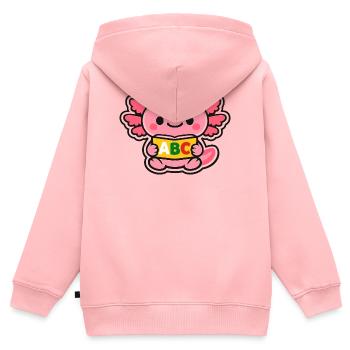 Axolotl ABC avec des ailes - Sweat Premium à capuche zippé enfant bio - rose - Dos - AI Model Kid Female (0cm)