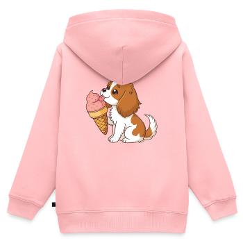 Cavalier King Charles Welpe gierig und Eiscreme - Kinder Premium Organic Zip Hoodie - Rosa - Hinten - AI Model Kid Female (0cm)