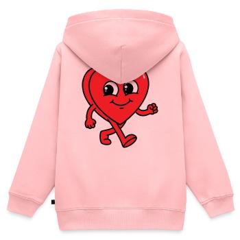 Walking Heart - Kids Premium Organic Zip-up Hoodie - rose - Back - AI Model Kid Female (0cm)