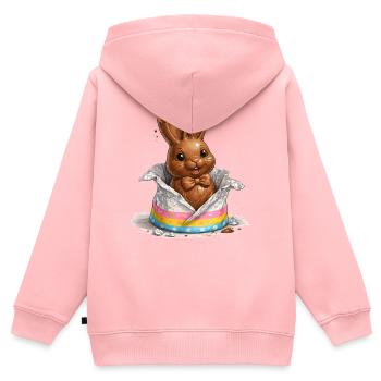 Schokoladenhase im Osterei  - Kinder Premium Organic Zip Hoodie - Rosa - Hinten - AI Model Kid Female (0cm)