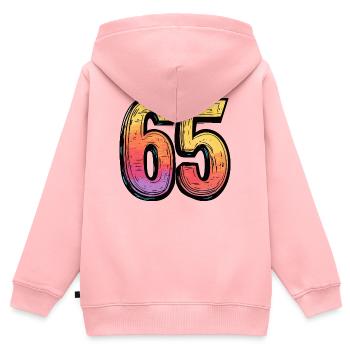 65 chiffres colorés - Sweat Premium à capuche zippé enfant bio - rose - Dos - AI Model Kid Female (0cm)