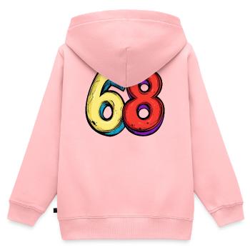 68 chiffres colorés - Sweat Premium à capuche zippé enfant bio - rose - Dos - AI Model Kid Female (0cm)