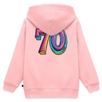 70 chiffres colorés - Sweat Premium à capuche zippé enfant bio - rose - Dos - AI Model Kid Female (0cm)