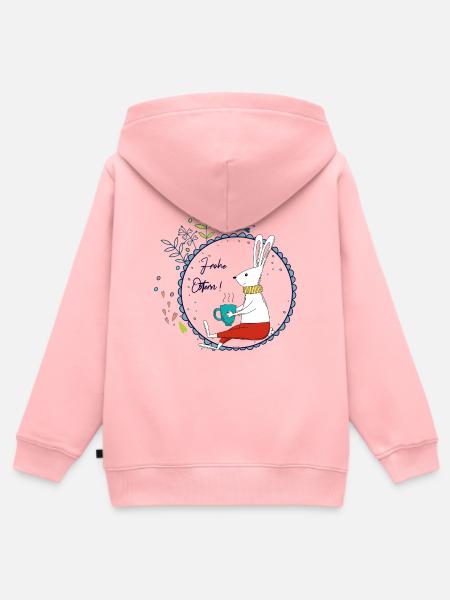Osterhase mit Teetasse - Kinder Premium Organic Zip Hoodie - Rosa