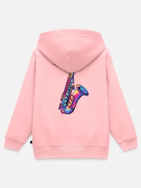 Neon-Saxophon Farbspektrum - Kinder Premium Organic Zip Hoodie - Rosa