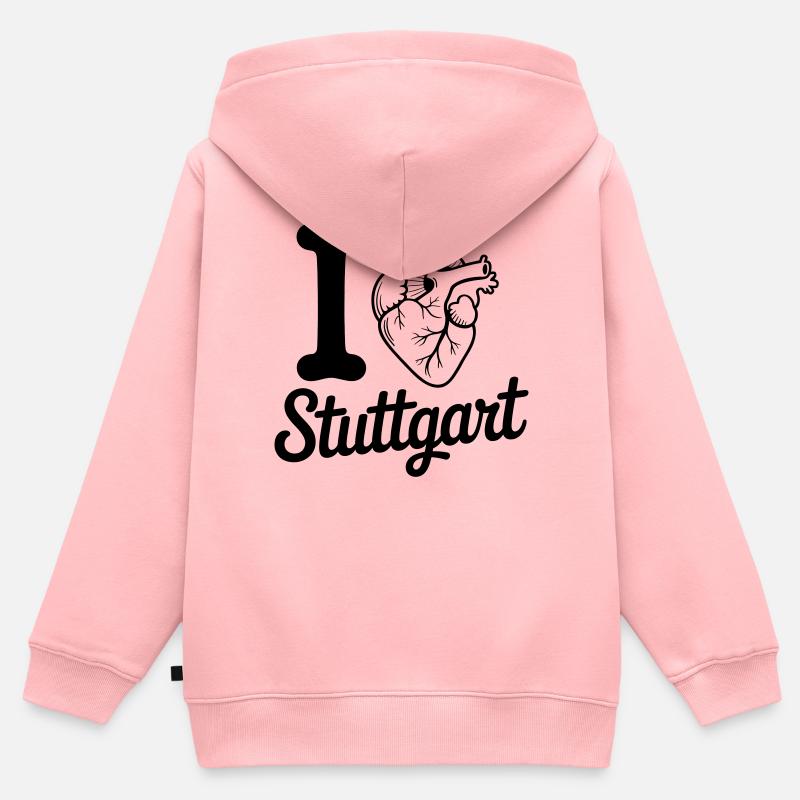 J’adore Stuttgart - Sweat Premium à capuche zippé enfant bio - rose
