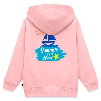 Summer and Sea - Sommerdesign  - Kinder Premium Organic Zip Hoodie - Rosa - Hinten - AI Model Kid Female (0cm)