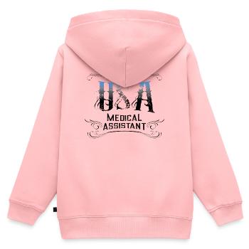 Graphique vintage en filigrane de l’assistant médical américain - Sweat Premium à capuche zippé enfant bio - rose - Dos - AI Model Kid Female (0cm)