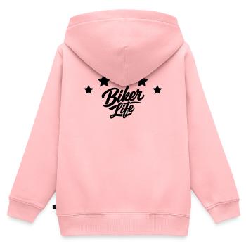 Vie de motard - Sweat Premium à capuche zippé enfant bio - rose - Dos - AI Model Kid Female (0cm)