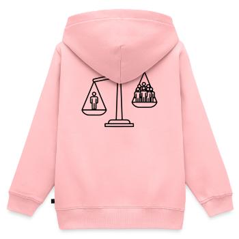 Waage Gerechtigkeit Konzept - Kinder Premium Organic Zip Hoodie - Rosa - Hinten - AI Model Kid Female (0cm)