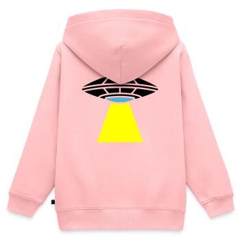 UFO Alien Raumschiff Licht - Kinder Premium Organic Zip Hoodie - Rosa - Hinten - AI Model Kid Female (0cm)
