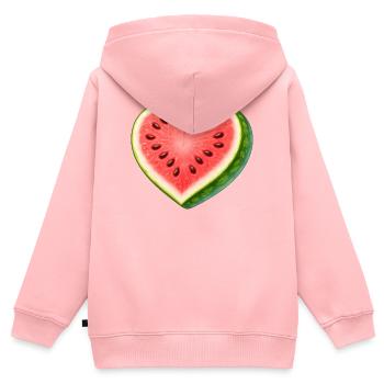 Saftige Wassermelone in Herzform Illustration - Kinder Premium Organic Zip Hoodie - Rosa - Hinten - AI Model Kid Female (0cm)