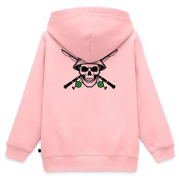 Angler Schädel Gekreuzte Ruten - Kinder Premium Organic Zip Hoodie - Rosa - Hinten - AI Model Kid Female (0cm)