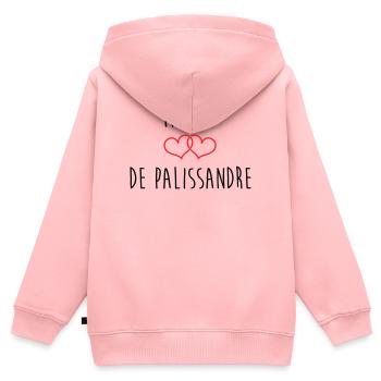 Noces de Palissandre 65 Ans Union - Sweat Premium à capuche zippé enfant bio - rose - Dos - AI Model Kid Female (0cm)