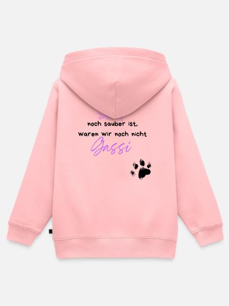 Hund Gassi Pfote Spruch - Kinder Premium Organic Zip Hoodie - Rosa