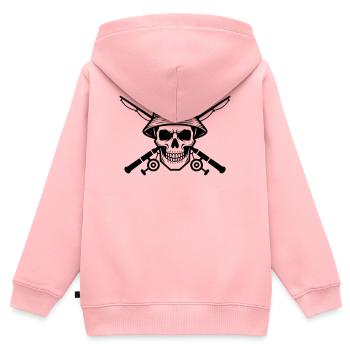 Angler Totenkopf Wappen Schwarz - Kinder Premium Organic Zip Hoodie - Rosa - Hinten - AI Model Kid Female (0cm)