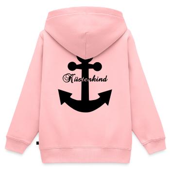 Küstenkind Anker - Maritimes Design Nordsee Liebe  - Kinder Premium Organic Zip Hoodie - Rosa - Hinten - AI Model Kid Female (0cm)