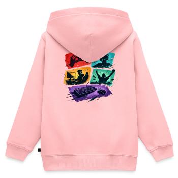 Bunte Gaming Panels Zocker-Universum - Kinder Premium Organic Zip Hoodie - Rosa - Hinten - AI Model Kid Female (0cm)