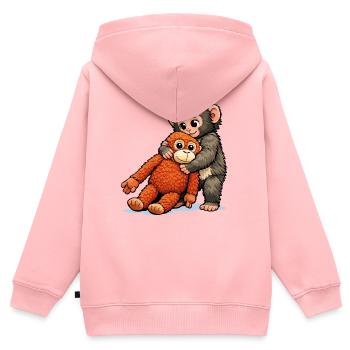 Affenbaby Punch - Kinder Premium Organic Zip Hoodie - Rosa - Hinten - AI Model Kid Female (0cm)