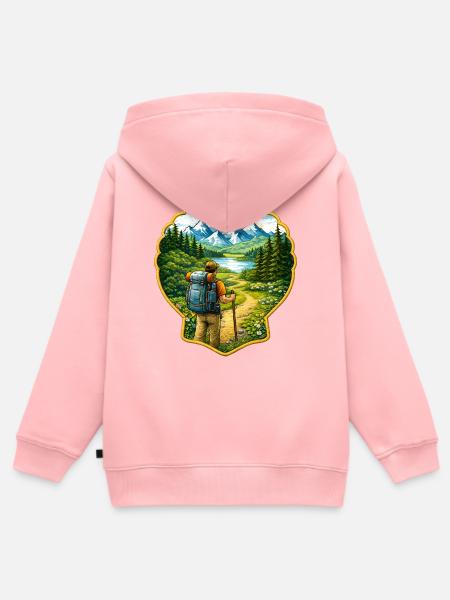 Jakobsweg Patch mit Jakobsmuschel - Kinder Premium Organic Zip Hoodie - Rosa
