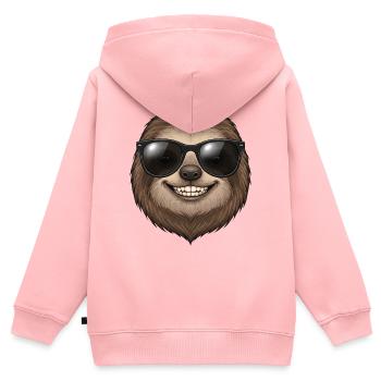 Cooler Dackel mit Sonnenbrille Freund Herrchen  - Kinder Premium Organic Zip Hoodie - Rosa - Hinten - AI Model Kid Female (0cm)