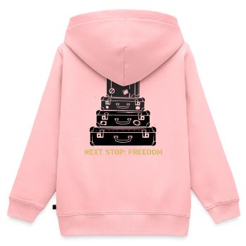 Déclaration de la Liberté de la Pile de Valses - Sweat Premium à capuche zippé enfant bio - rose - Dos - AI Model Kid Female (0cm)
