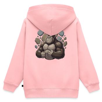 Kraftgorilla Steinbruch Attacke - Kinder Premium Organic Zip Hoodie - Rosa - Hinten - AI Model Kid Female (0cm)