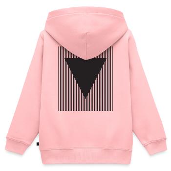 Triangle inversé sur champ rayé - Sweat Premium à capuche zippé enfant bio - rose - Dos - AI Model Kid Female (0cm)