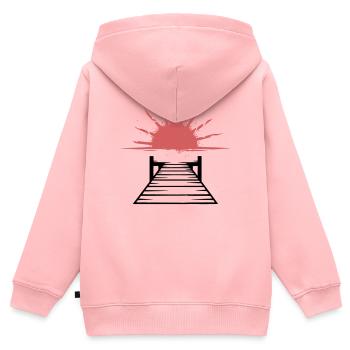 Steg Sonnenuntergang See - Kinder Premium Organic Zip Hoodie - Rosa - Hinten - AI Model Kid Female (0cm)