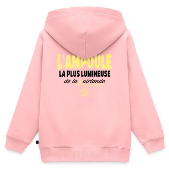 T'es pas l'ampoule la plus brillante - Sweat Premium à capuche zippé enfant bio - rose - Dos - AI Model Kid Female (0cm)