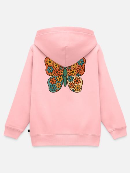 Schmetterling mit Blumenmuster - Kinder Premium Organic Zip Hoodie - Rosa
