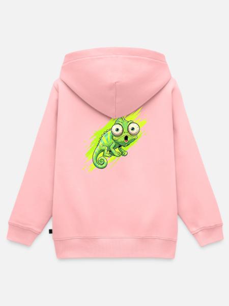Neon Chamäleon Spritzer - Kinder Premium Organic Zip Hoodie - Rosa