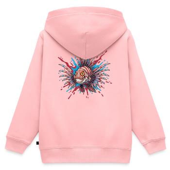 Poisson épineux avec un accent coloré - Sweat Premium à capuche zippé enfant bio - rose - Dos - AI Model Kid Female (0cm)